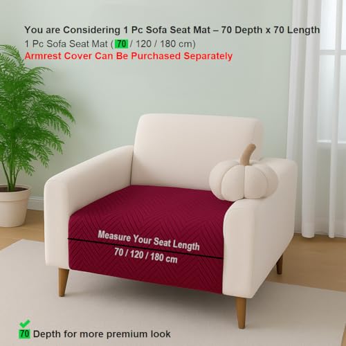 Image of Amazon Basics - Velvet Quilted Make Your Own Sofa Cover |1 Seater | Multi-Layered Fabric |70cm x 70cm | 350 GSM | Color - Maroon