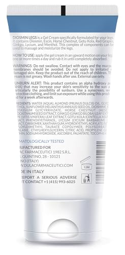 Dulàc - Diosmin Legs 5.07 Fl Oz - Varicose Veins Treatment for Legs, Gel Cream for Circulation and Spider Veins, Cooling Effect Diosmin and Horse Chestnut Cream for Leg Swelling Relief