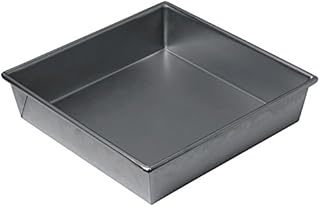 KitchenCraft Chicago Metallic Baking Tray, Square Cake Tin, Non-Stick, Deep Cake Tin, Carbon Steel, Square, 23cm (9"), Grey