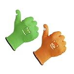 COOLJOB Toddler Gardening Gloves for Kids 2-3 Years, Children's Yard Gloves for Digging Planting Outdoor Play, Cute Frog Design Breathable & Flexible, Green and Orange (2 Pair, Size S)