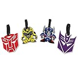 Finex 4 Pcs Set Transformers Optimus Prime Bumblebee Silicone Travel Luggage Baggage Identification Labels ID Tag for Bag Suitcase Plane Cruise Ships with Belt Strap