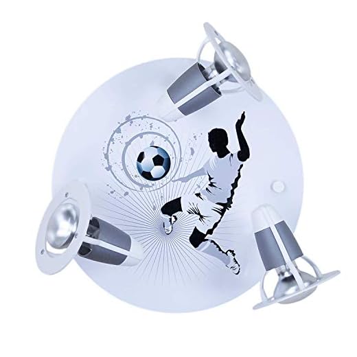 Pared/techo 3-lámpara de techo balón de fútbol color: plata/blanco