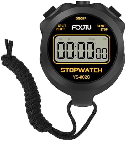 FCXJTU Simple Digital Sports Stopwatch, No Bells, No Clock, No Alarm, Simple Basic Operation, Silent, ON/Off, Pure Stopwatch for Swimming Running Training Kids Coaches Referees Teachers