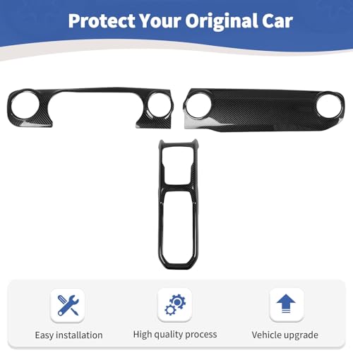 RT-TCZ for Jeep JL Center Dash Bezel Trim Cover Carbon Fiber, Gear Shift Panel Trim Frame for Jeep Wrangler JL JLU Gladiator JT 2018-2023 Black Carbon Fiber Interior Accessories 3pcs by RT-TCZ - Used condition - Image 6