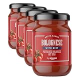 by Amazon Salsa Para Pasta Boloñesa, 420g (Paquete de 4)
