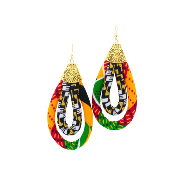 Kente Earrings African Earrings Mini Double Loop Kente Ankara Earrings Afro