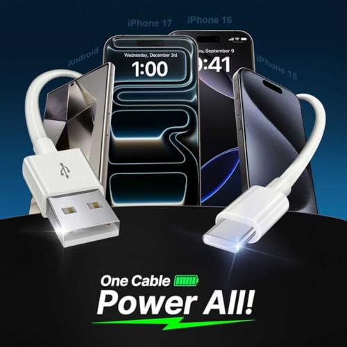 USBA to Type C Cable 3FT, 4Pack USB A to USB C Fast Cable Type-C Charging Cable Type C Cord for Car Carplay Compatible with iPhone 17/16/15 Samsung Galaxy S25/S24 iPad Pro (usba to c Cable, 3FT) — view 5