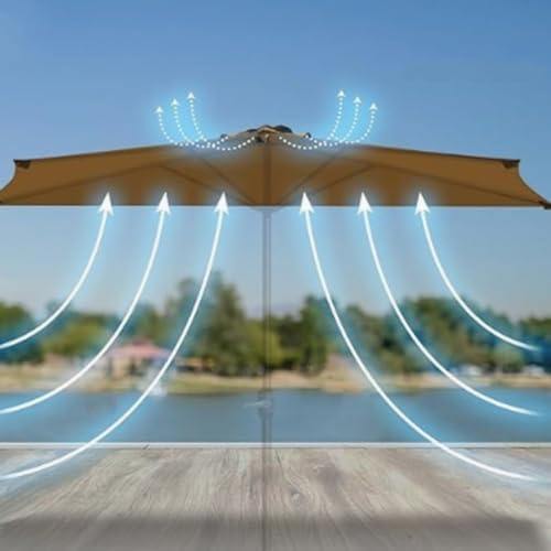 Patio Umbrella Replacement Canopy 6.5ft-8ft, Beige Rectangular Top Cover for Half Wall Umbrella, Durable 5-Rib Fabric, Weather-Resistant Replacement Cloth (2x1m)