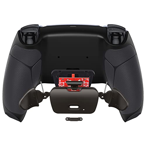 Image of eXtremeRate Black Real Metal Buttons (RMB) Version Rise 2.0 Remap Kit for PS5 Controller with Black Rubberized Grip Back Shell, Upgraded Programable Back Buttons Attachment for PS5 Controller