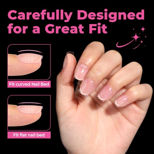 Image of UNA GELLA Extra Short Square Nail Tips XS Short Square Gel Tips 216pcs Press On Nails Full Cover 12 Sizes Clear Fake Nails Extension for Home DIY Nail Salon Soft Gel Tips