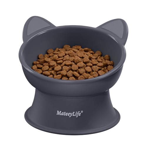 MateeyLife Elevated Cat & Small Dog Food Bowls, 6 oz, Gray