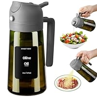 SWEET VIEW Olive Oil Dispenser and Sprayer 16oz/470ml Glass Light-Proof Pour Bottle, Kitchen Gadgets Accessories for Air Fryer, Cooking, Salad, and BBQ