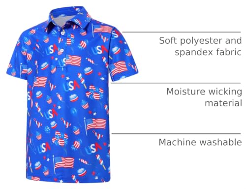 Cuddomper Boys 4th of July Polo Flag Golf Shirt USA Celebration 11-12 Years - image 4