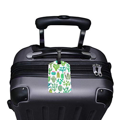 Etiqueta de bagagem aquarela cacto bolsa de couro PU bolsa viagem etiqueta bagagem conjunto 2 peças