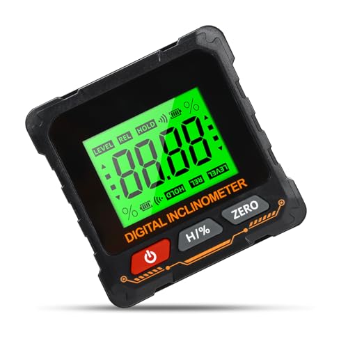Digitaler LCD Winkelmesser mit Magnetfuß,Multifunktionaler Wasserwaage Neigungsmesser mit Hintergrundbeleuchtung 360°-Drehungsmessung Winkelmessgerät mit Display für DIY.