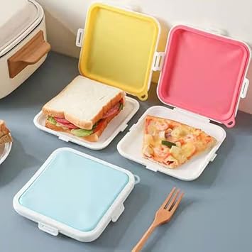 Sandwich Storage Box Reusable Silicone Lunch Box Food Storage Case Microwave Safe Lunch Box Food Container Sandwich Boxes
