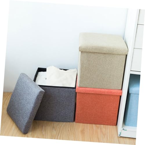Tabouret de rangement pliable orange gain de place coffre pratique - 8