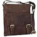 STILORD 'Leo' Bolso Hombre pequeño Cuero Vintage Bolso de Bandolera Unisex para 10.1 Pulgadas Tablet iPad A5 Documentos marrón de Piel auténtico, Color:marrón Oscuro - Opaco