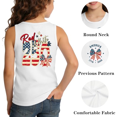 Image of Ithalt Girls 4th of July Tank Top for Kids Boys USA Patriotic Shirt American Flag Tshirt Red White and Blue Sleeveless