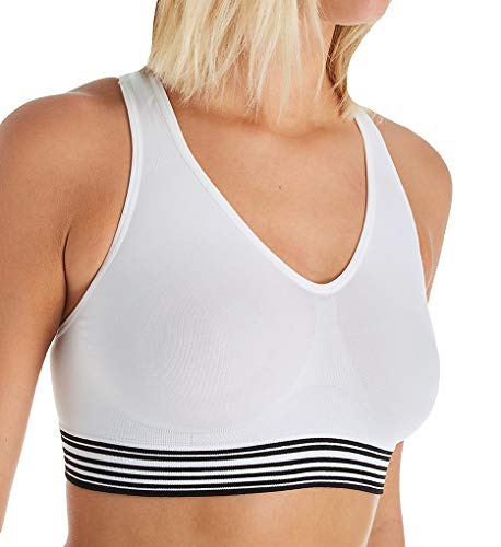 Hanes Get Cozy Racerback Pullover ComfortFlex Fit Bra (G39F) L/White/Black Stripes