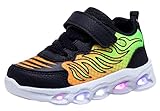 COODO Toddler Boys Light Up Shoes Little Kids Flashing Led Sneakers CD3026 (13 Little Kid,Black)