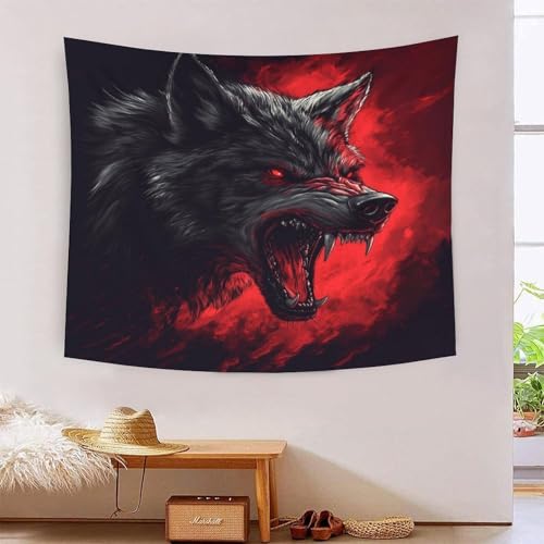 Couverture murale loup avec impression 3D haute définition sur tissu polyester doux suspendu