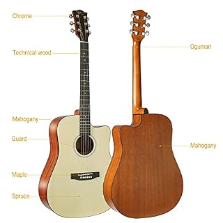 Guitare acoustique Hricane 4/4 Dreadnought Cutaway-104,1 cm-Avec accordeur-capodastre-Cordes de rechange-sac de guitare… - Les Beatles, Paul McCartney, John Lennon, RIngo Starr, George Harrison Guitare acoustique Hricane 4/4 Dreadnought Cutaway-104,1 cm-Avec accordeur-capodastre-Cordes de rechange-sac de guitare… – Image 3