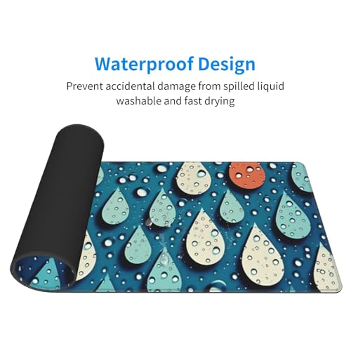 Tapis de clavier en caoutchouc imprimé motif gouttes d'eau extra large