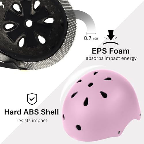 OUWOR Adult Skateboard Bike Helmet for Men and Women, Lightweight Adjustable, Multi-Sport for Bicycle Skate Scooter (Pink, Large) - Thumbnail 2