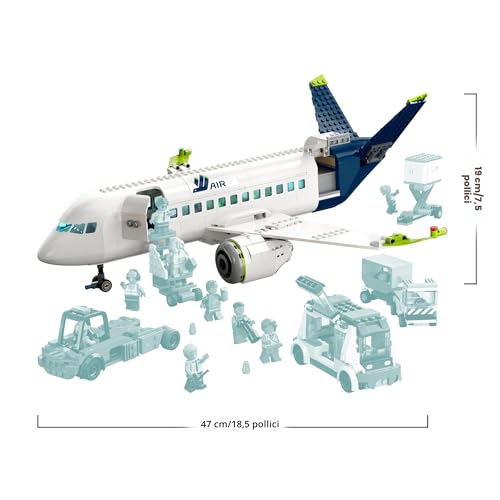 60367 City Aereo Passeggeri, Grande Modellino di Aeroplano Giocattolo da Costruire con 9 Minifigure e Veicoli dell'Aeroporto: Autobus, Trattore Aeroportuale, Camion del Catering e Furgone Bagagli - Lego - Immagine 7