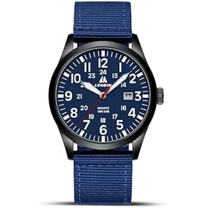 LN LENQIN Herrenuhren, Militäruhren, Field, Analog, Quarz, Armbanduhr für Herren, wasserdicht, mit Datum, Nylon, Band, Army, Tactical Sport, Modern