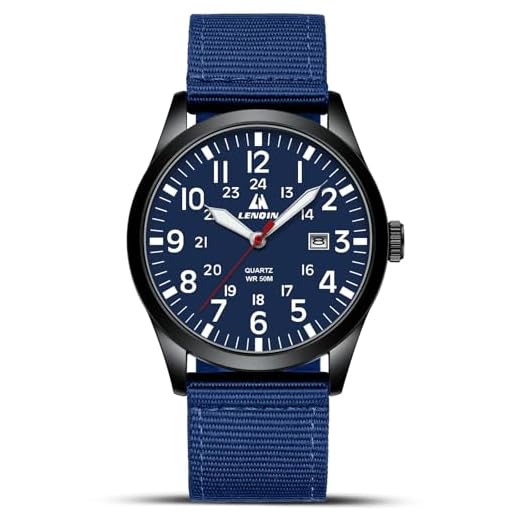 LN LENQIN Montres Hommes Montres Militaires Field Analog Quartz Montre pour Homme Affichez Les Montres de Poignet imperméables avec Date Nylon Band Army Tactical Sports