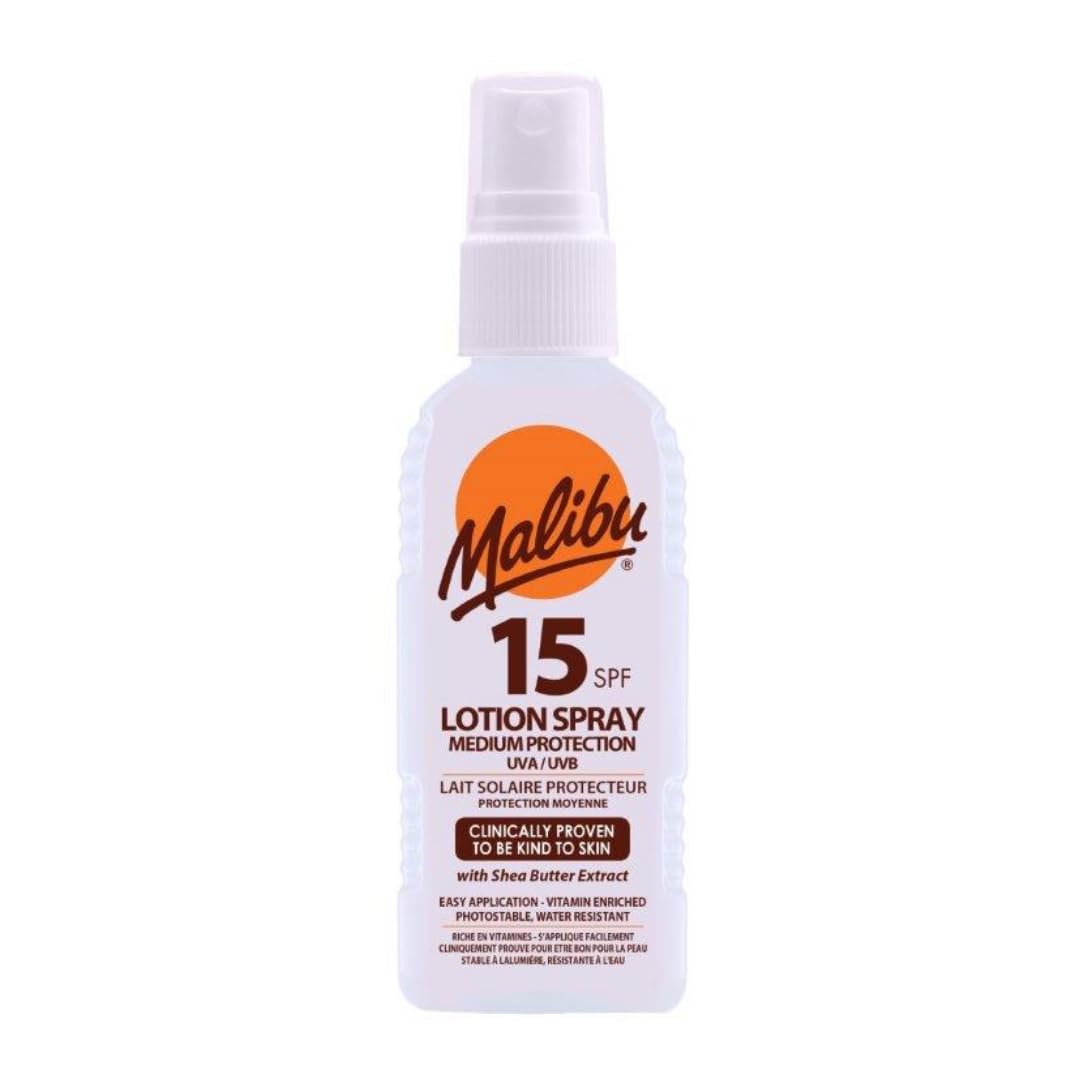 Malibu Medium Protection Sun Lotion Spray Spf15 100 Ml