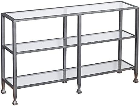 Southern Enterprises Jaymes 3 Tier Glass Console Media Table, Silver Frame Finish