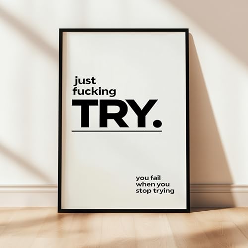 Image of COLOSSAL ART HOUSE Just Try Motivational Wall Frames for Living Room, Dining & Bedroom Wall Decoration - (13x17 Inch, Quote Frame) (TRY)