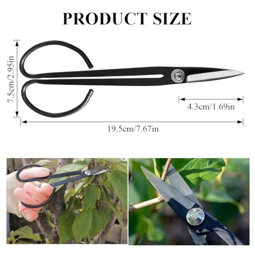 Image of HASTHIP 7.5'' Gardening Pruning Shears -43mm Steel Blades, Bonsai Scissors Pruners Garden Clippers for Trees, Roses, Plants & Branches