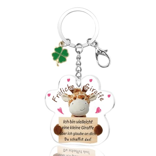 Nudoraw Giraffen Geschenke Weihnachten Schlüsselanhänger Giraffe Geschenk für Frauen Neujahrsgeschenke Glücksbringer Motivationsgeschenk Viel Glück Geschenk Valentinstag Geschenke für Mädchen Tochter