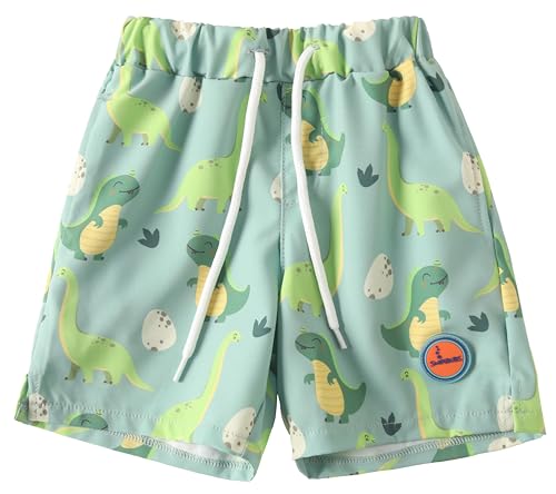 Image of Swimbubs Toddler Boys Swimming Shorts/Board Shorts – Baby & Toddler Beach Shorts with Drawstring & Pockets, Kids Swim Trunks for Pool & Holidays (1-2 Years, Green Dinosaur)