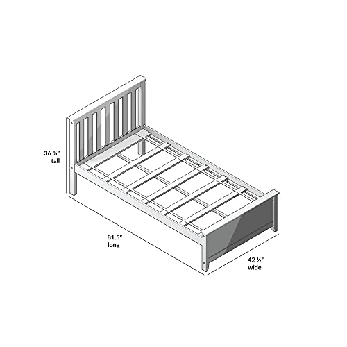 Max & Lily Twin Bed, Wood Bed Frame With Headboard For Kids, Slatted, Grey #TOP2