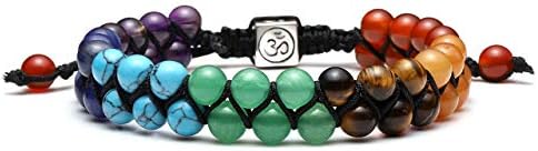 JSDDE 7 Chakra Healing Crystals Bracelet Womens Reiki Stone Rope Braided Gemstone Bracelet for Yoga Meditation Anxiety Relief
