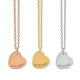 ZELIYA Collar Personalizado Grabado Mujer con Colgante Corazón, Acero Inoxidable, Incluye Caja de Regalo, Regalo para Mujer Cumpleaños San Valentín Aniversario (Oro rosa)