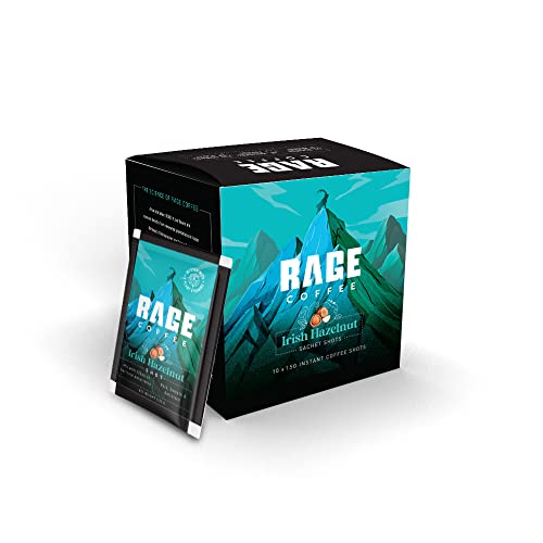 Image of RAGE COFFEE Premium Arabica Irish Hazelnut Instant Coffee Powder - 3.25 GMS x 10 Sachet Shots