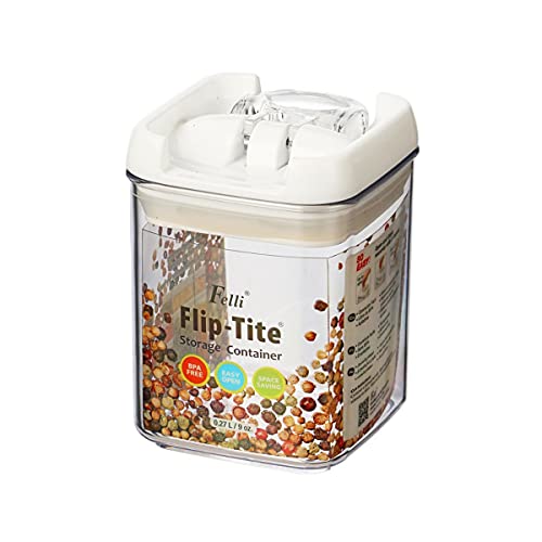 Felli®️ Flip-Tite Acrylic Airtight Food Storage Container With Flip Lid - 270ml | Leak Proof, BPA Free Plastic Container For Kitchen | Easy To Open Ring Handle | Stackable Multipurpose Jar Canister