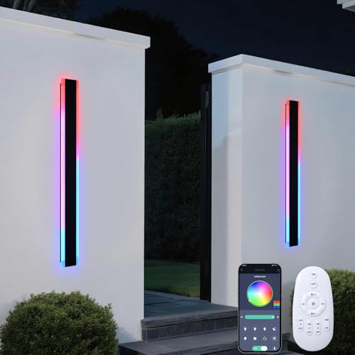 WINSHEN 2-Pack 48-Inch Long Linear Outdoor RGB Wall Light