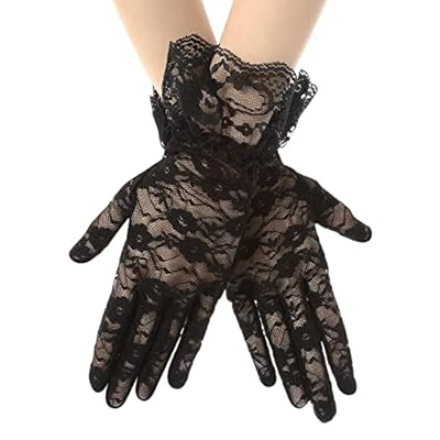 ASTER Guantes Cortos de Encaje para Mujer Lace Short Gloves Guantes Florales Negros Guantes de Encaje Protección Solar para Mujer Cena de Boda Fiesta 1980 Regalos de Disfraces de Fiesta | Ya disponible en tu tienda friki favorita! En mundofriki.es!