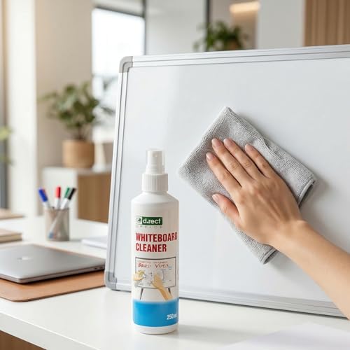 D.RECT Whiteboard Reiniger 250ml - Pump-Spray-Flasche Whiteboard Cleaner Spray zur Reinigung: Magnettafel, Flipchart - Entfernt Marker Farbe, Staub, Streifen und Verfärbungen
