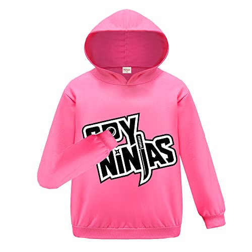 Forlcool Gamer Ninjas Merch Cool Black Hoodie Cotton Jumper Kids Boys Girl Top (Rose Red 9-10 Years 9 Years 10 Years)
