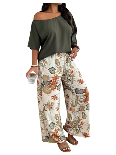 SOLY HUX Women's Plus Size 2 Piece Vacation Outfits Off