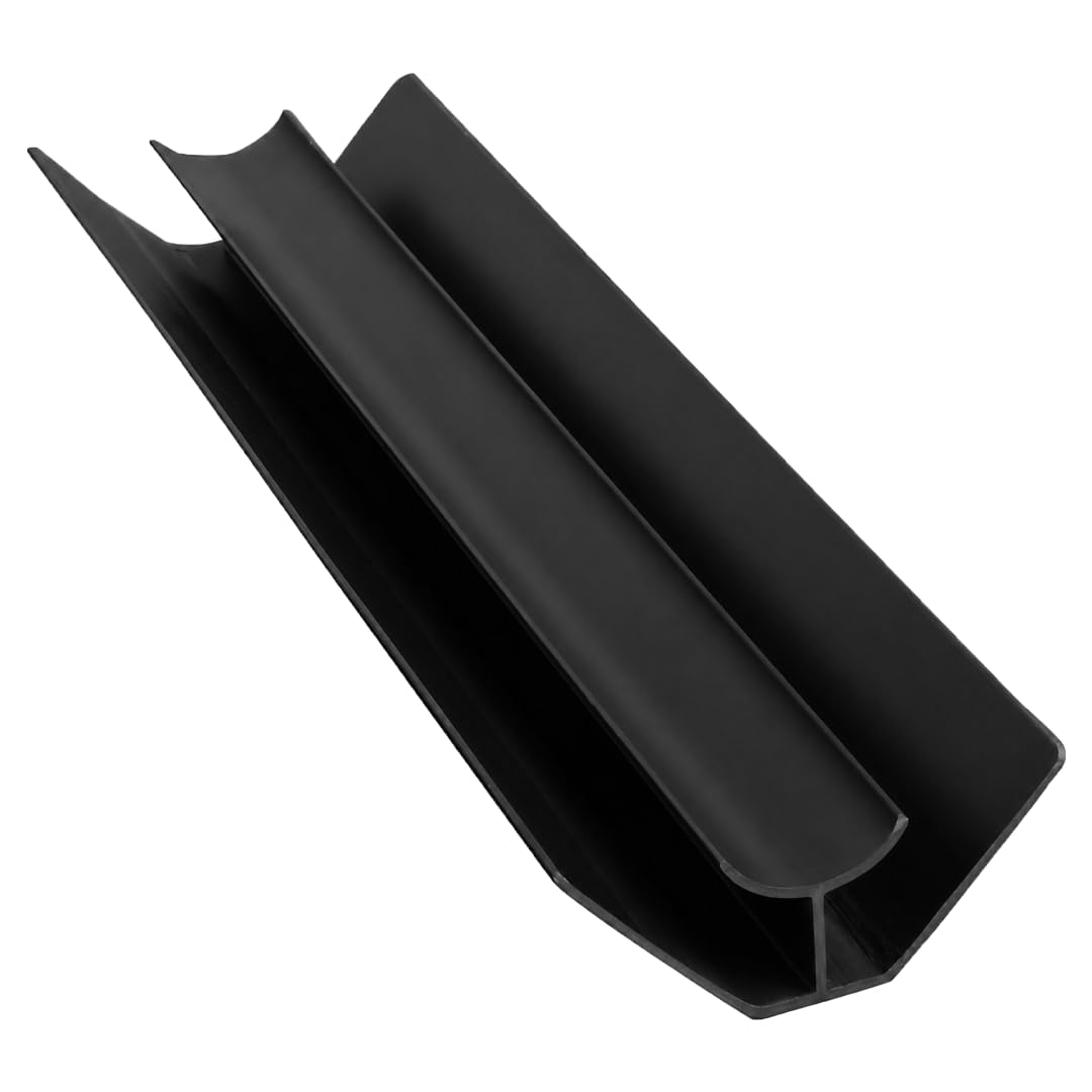 Built Right 8mm Cladding Trims for Bathroom Wall Panels, Cove, U, Internal, External, H & L Trim, 2700mm, White Black Silver (Black, Internal Trim)