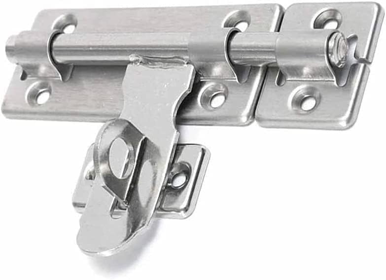 Slide Bolt Gate Latch, 4 Inch Hardware Door Lock Stainless Steel Barrel Bolt Latch Padlock Clasp Set Brushed for Locking Door Window Drawer Cupboard Latch
